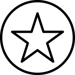 Obraz premium Simple outline of a five-pointed star inside a circle isolated on a transparent background. PNG file