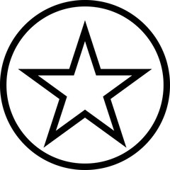 Fototapeta premium Simple outline of a five-pointed star inside a circle isolated on a transparent background