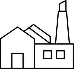 Factory building outline with approval check mark symbol