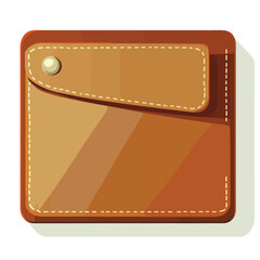 Elegant Brown Leather Wallet Flat Vector Illustration
