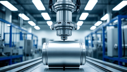 Precision Robotic Arm Working on Metal Component in Modern Factory