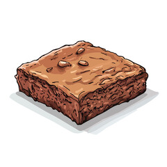 Cute Hand-Drawn Brownie Cartoon Vector Illustration