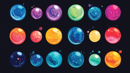 Bright and Playful Bubbles Icons Flat Vector Illustration