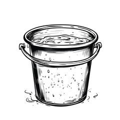 Colorful Bucket of Water Cartoon Vector Illustration