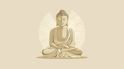 Buddha Statue Icon Flat Vector Illustration