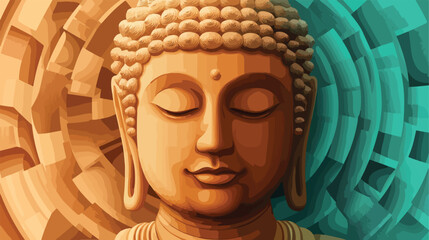 Zen Buddha Face Statue Vector Illustration