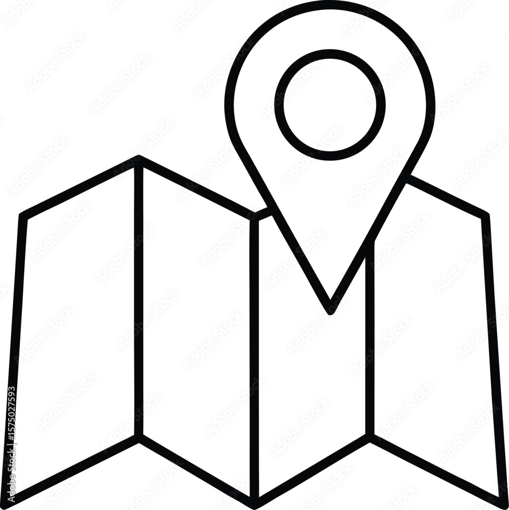 Poster abstract geometric map segment with a stylized location marker icon