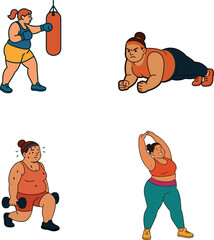 Strong athletic female in curvy form balancing in powerful pose