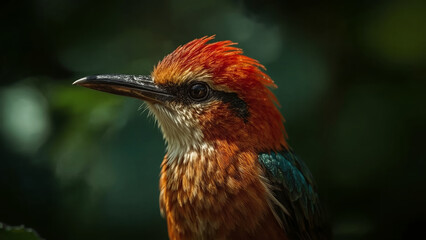 Elegant Male Indian Paradise Flycatcher with Vibrant Plumage and Long Tail Feathers on a Dark Background