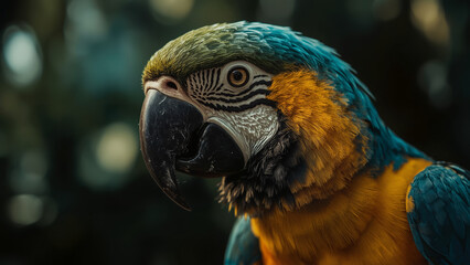 Majestic Blue and Gold Macaw with Striking Blue and Yellow Plumage - Vivid Tropical Bird Portrait
