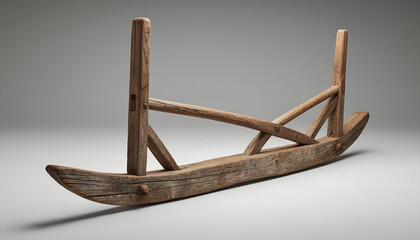 Rustic Weathered Wooden Sled Farm Implement