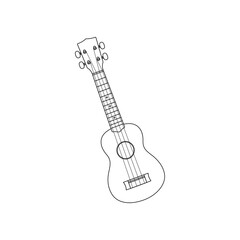 Naklejka premium llustration of a ukulele in a linear style. Perfect for coloring pages, educational materials or printed materials on a music theme.