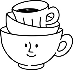 Cute Stacked Coffee Cups Doodle