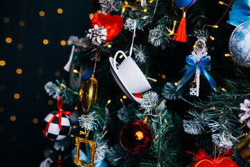 An elegant Christmas tree decorated in the fairy-tale style of 