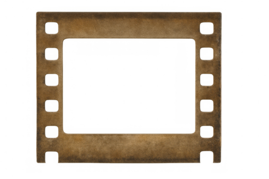 Grunge film frame creating a transparent window, perfect for showcasing images or videos with a vintage touch