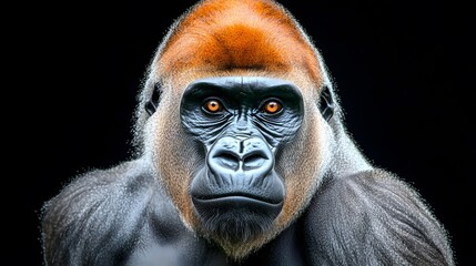 Obraz premium Powerful Gorilla Portrait Closeup Intense Stare Wildlife Animal