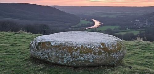 A single alpine flower in focus with snow-capped mountains blurred in the background