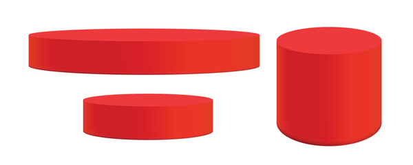 empty 3d round  red podium pedestal stage for product display isolated on transparent  background, showcase platform for product advertisement