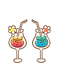 トロピカルドリンクの手描きイラスト｜Hand-drawn Tropical Drink Illustration