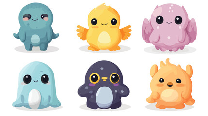 Bundle of Six Cute Animals Set Icons Vector Illustration