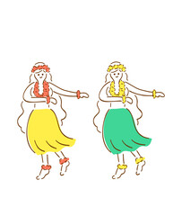 フラガールの手描きイラスト｜Hand-drawn Hula Girl Illustration