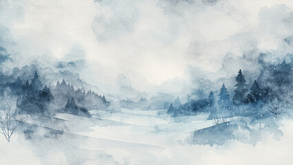 Abstract blue and white watercolor wash for winter background design - winter background