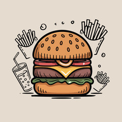 burger and fries