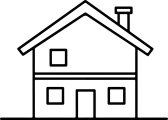 Home Sweet Home: A clean, simple line drawing showcases the quintessential outline of a house, complete with a pitched roof, windows, and a chimney.