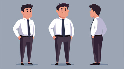 Professional Hybrid Work Concept with Businessman in Flat Vector Illustration