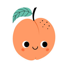 Cute apricot in kawaii style,vector illustration.