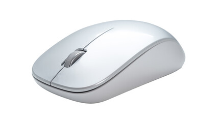 Showcasing a sleek white wireless mouse, isolated on white  background