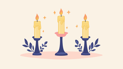 Candle on a Candlestick: Catholic Religion Flat