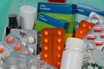 medicine box with forgotten products inside the house