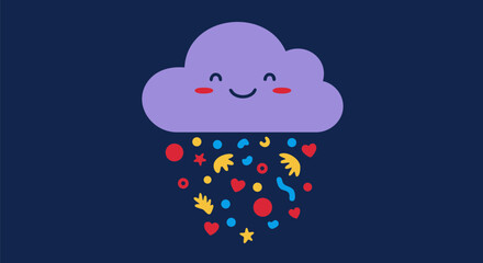 Obraz premium Rainy Cloud with Falling Leaves