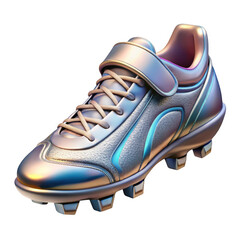 3D Shiny soccer shoe design element on transparent background