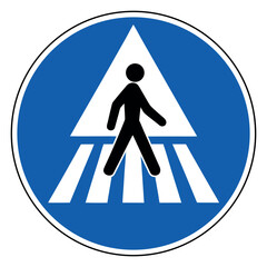 Pedestrian crossing warning sign traffic sign blue circle