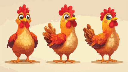 Fototapeta premium Adorable Cartoon Chicken Illustration in Flat Design