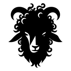 Majestic Ram Head Silhouette Black and White Vector Illustration