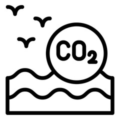 ocean emission outline icon for climate pollution and sea impact