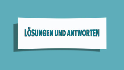Loesungen und Antworten (Solutions and answers) - A card isolated on light green background.