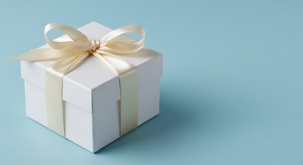 Obraz premium Celebration Gift Elegant Present with Ribbon on Pastel Background