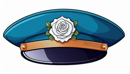 yorkshire day enamel pin with white rose emblem attached to traditional flat cap symbol of regional pride in northern england