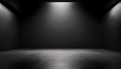 dark black empty room scene with spotlight studio room for product photography or display generative ai