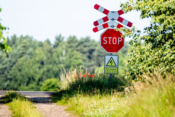 Stop Sign Before Railroad Crossing