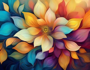 abstract background with colorful flowers