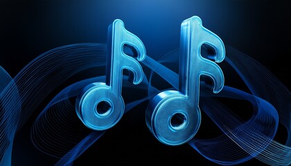 double blue music notes with connected stems
