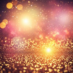A magical and festive background for a celebration, with shimmering golden glitter and soft, out-of-focus bokeh lights
