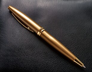 gold pen on black leather surface