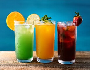 refreshing chilled beverages like icy cold drinks and fresh juicy juices perfect for hot summer days with copy space image
