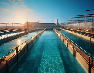 fishing factory with swimming pools